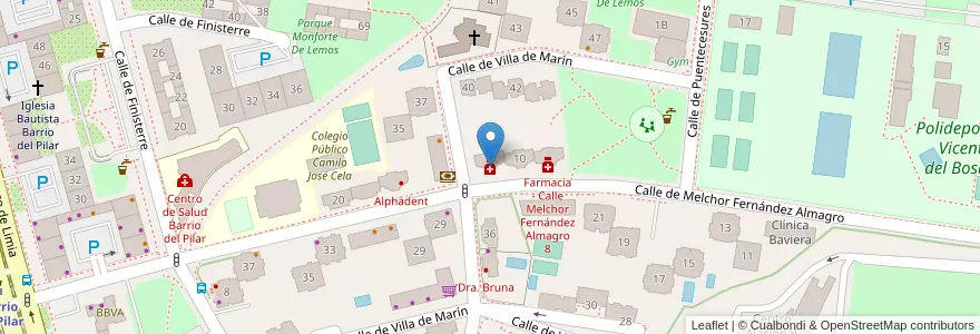 Mapa de ubicacion de Farmacia - Calle Melchor Fernández Almagro 12 en اسپانیا, بخش خودمختار مادرید, بخش خودمختار مادرید, Área Metropolitana De Madrid Y Corredor Del Henares, مادرید.