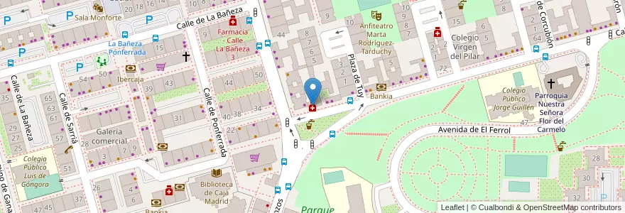 Mapa de ubicacion de Farmacia - Calle Melchor Fernández Almagro 84 en اسپانیا, بخش خودمختار مادرید, بخش خودمختار مادرید, Área Metropolitana De Madrid Y Corredor Del Henares, مادرید.