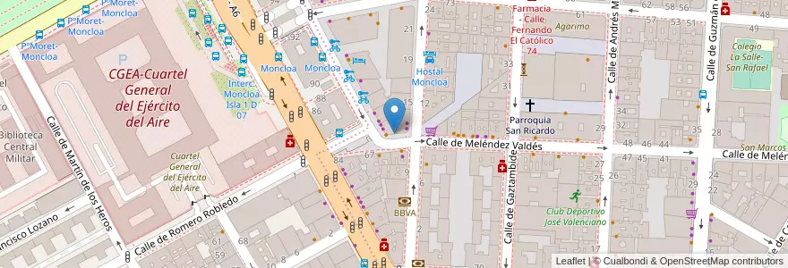 Mapa de ubicacion de Farmacia - Calle Meléndez Valdés 68 en إسبانيا, منطقة مدريد, منطقة مدريد, Área Metropolitana De Madrid Y Corredor Del Henares, مدريد.
