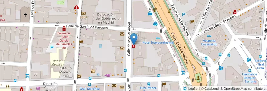 Mapa de ubicacion de Farmacia - Calle Miguel Ángel 22 en Espagne, Communauté De Madrid, Communauté De Madrid, Área Metropolitana De Madrid Y Corredor Del Henares, Madrid.