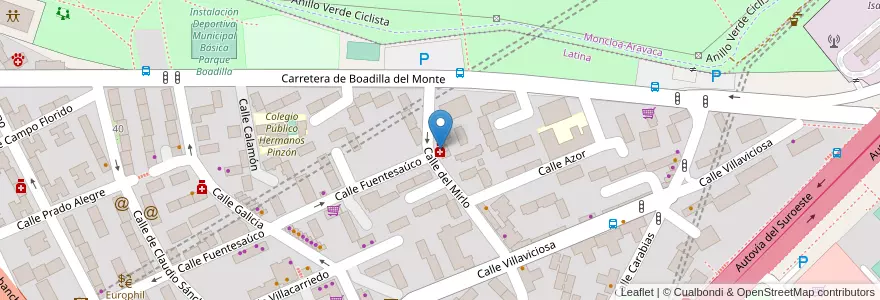 Mapa de ubicacion de Farmacia - Calle Mirlo 13 en Sepanyol, Comunidad De Madrid, Comunidad De Madrid, Área Metropolitana De Madrid Y Corredor Del Henares, Madrid.