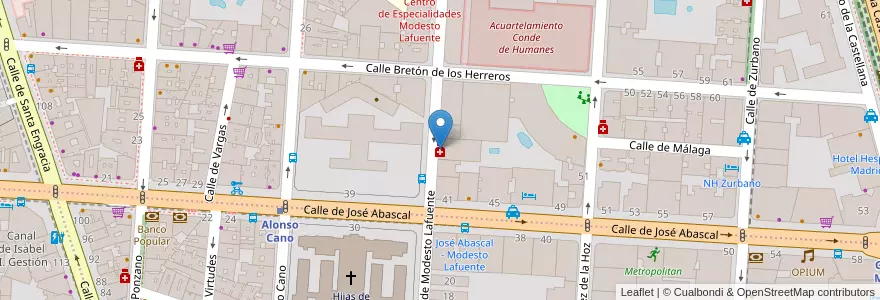 Mapa de ubicacion de Farmacia - Calle Modesto Lafuente 28 en إسبانيا, منطقة مدريد, منطقة مدريد, Área Metropolitana De Madrid Y Corredor Del Henares, مدريد.