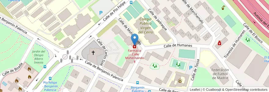 Mapa de ubicacion de Farmacia - Calle Mohernando 8 en Spanien, Autonome Gemeinschaft Madrid, Autonome Gemeinschaft Madrid, Área Metropolitana De Madrid Y Corredor Del Henares, Madrid.