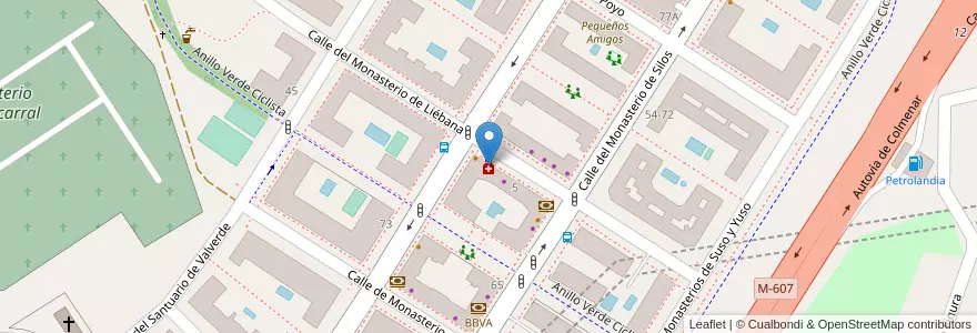 Mapa de ubicacion de Farmacia - Calle Monasterio de Liébana 5-7 en Испания, Мадрид, Мадрид, Área Metropolitana De Madrid Y Corredor Del Henares, Мадрид.