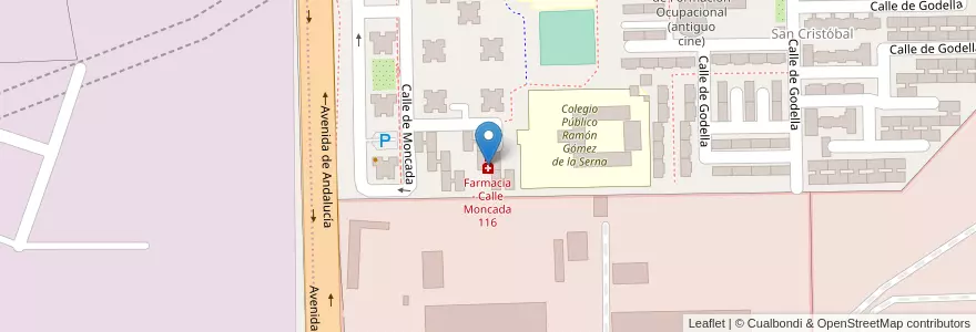 Mapa de ubicacion de Farmacia - Calle Moncada 116 en Espanha, Comunidade De Madrid, Comunidade De Madrid, Área Metropolitana De Madrid Y Corredor Del Henares, Madrid.