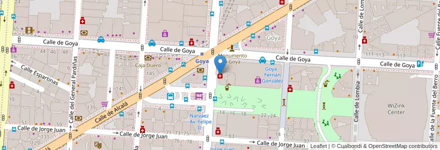 Mapa de ubicacion de Farmacia - Calle Narváez 3 en إسبانيا, منطقة مدريد, منطقة مدريد, Área Metropolitana De Madrid Y Corredor Del Henares, مدريد.