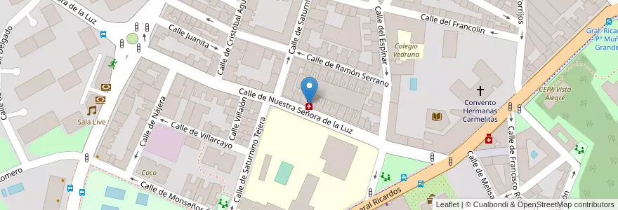 Mapa de ubicacion de Farmacia - Calle Nuestra Señora de La Luz 30 en Spagna, Comunidad De Madrid, Comunidad De Madrid, Área Metropolitana De Madrid Y Corredor Del Henares, Madrid.