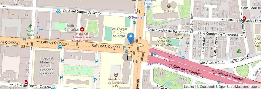 Mapa de ubicacion de Farmacia - Calle O'Donnell 63 en 西班牙, Comunidad De Madrid, Comunidad De Madrid, Área Metropolitana De Madrid Y Corredor Del Henares, Madrid.