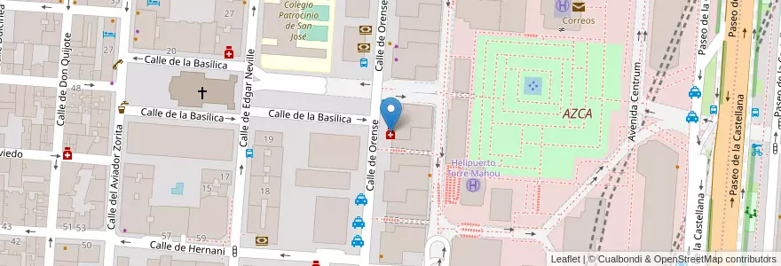 Mapa de ubicacion de Farmacia - Calle Orense 12 en 스페인, Comunidad De Madrid, Comunidad De Madrid, Área Metropolitana De Madrid Y Corredor Del Henares, 마드리드.