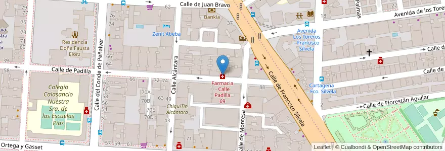 Mapa de ubicacion de Farmacia - Calle Padilla 69 en إسبانيا, منطقة مدريد, منطقة مدريد, Área Metropolitana De Madrid Y Corredor Del Henares, مدريد.