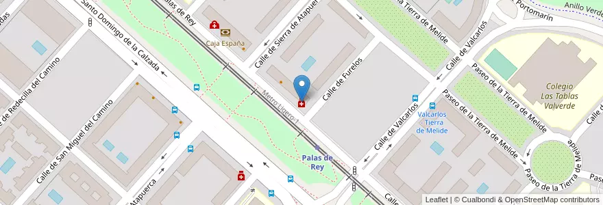 Mapa de ubicacion de Farmacia - Calle Palas de Rey 18 en اسپانیا, بخش خودمختار مادرید, بخش خودمختار مادرید, Área Metropolitana De Madrid Y Corredor Del Henares, مادرید.