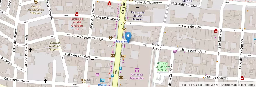 Mapa de ubicacion de Farmacia - Calle Palencia 2 en اسپانیا, بخش خودمختار مادرید, بخش خودمختار مادرید, Área Metropolitana De Madrid Y Corredor Del Henares, مادرید.