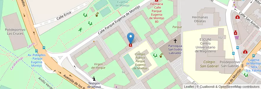 Mapa de ubicacion de Farmacia - Calle Parque Eugenia de Montijo 28 en Испания, Мадрид, Мадрид, Área Metropolitana De Madrid Y Corredor Del Henares, Мадрид.