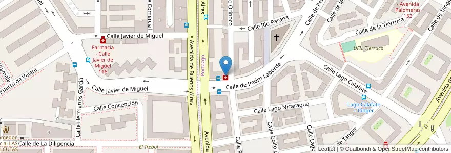 Mapa de ubicacion de Farmacia - Calle Pedro Laborde 92 en Espagne, Communauté De Madrid, Communauté De Madrid, Área Metropolitana De Madrid Y Corredor Del Henares, Madrid.