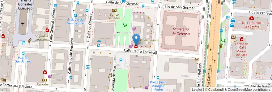 Mapa de ubicacion de Farmacia - Calle Pedro Teixeira 9 en Sepanyol, Comunidad De Madrid, Comunidad De Madrid, Área Metropolitana De Madrid Y Corredor Del Henares, Madrid.