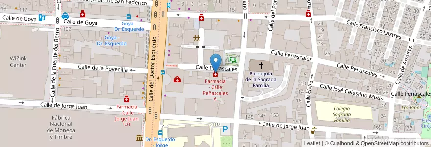 Mapa de ubicacion de Farmacia - Calle Peñascales 6 en إسبانيا, منطقة مدريد, منطقة مدريد, Área Metropolitana De Madrid Y Corredor Del Henares, مدريد.