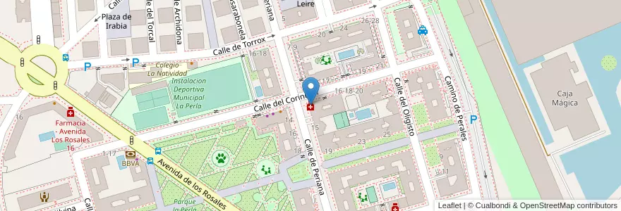 Mapa de ubicacion de Farmacia - Calle Periana 13 en スペイン, マドリード州, Comunidad De Madrid, Área Metropolitana De Madrid Y Corredor Del Henares, Madrid.