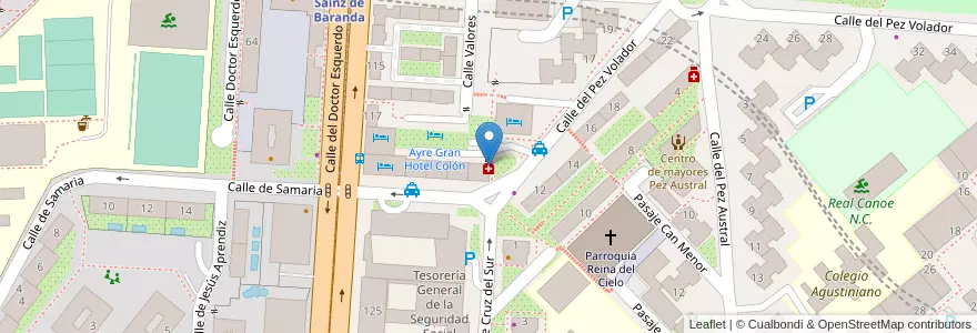 Mapa de ubicacion de Farmacia - Calle Pez Volador 9 en اسپانیا, بخش خودمختار مادرید, بخش خودمختار مادرید, Área Metropolitana De Madrid Y Corredor Del Henares, مادرید.