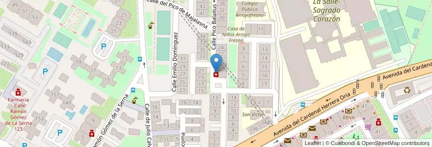 Mapa de ubicacion de Farmacia - Calle Pico Balaitus 16 en Spagna, Comunidad De Madrid, Comunidad De Madrid, Área Metropolitana De Madrid Y Corredor Del Henares, Madrid.