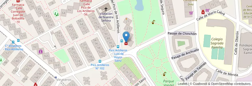Mapa de ubicacion de Farmacia - Calle Pico de Los Artilleros 27 en 스페인, Comunidad De Madrid, Comunidad De Madrid, Área Metropolitana De Madrid Y Corredor Del Henares, 마드리드.
