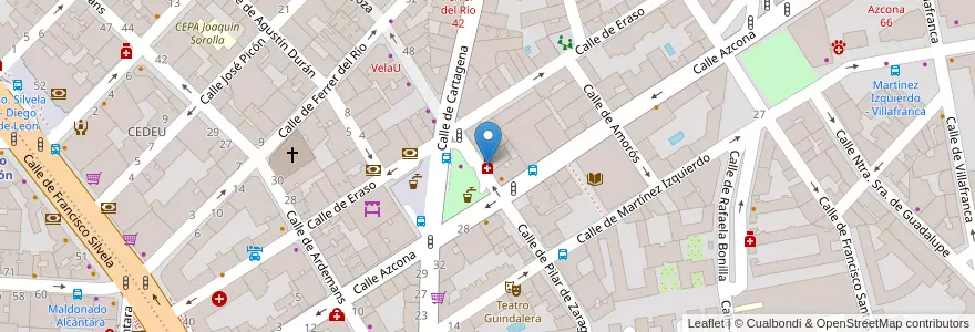 Mapa de ubicacion de Farmacia - Calle Pilar de Zaragoza 36 en Испания, Мадрид, Мадрид, Área Metropolitana De Madrid Y Corredor Del Henares, Мадрид.