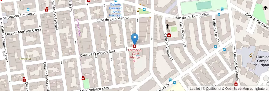 Mapa de ubicacion de Farmacia - Calle Pilarica 80 en إسبانيا, منطقة مدريد, منطقة مدريد, Área Metropolitana De Madrid Y Corredor Del Henares, مدريد.