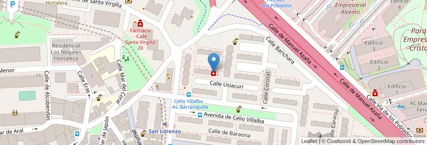 Mapa de ubicacion de Farmacia - Calle Pivijay 6 en Sepanyol, Comunidad De Madrid, Comunidad De Madrid, Área Metropolitana De Madrid Y Corredor Del Henares, Madrid.