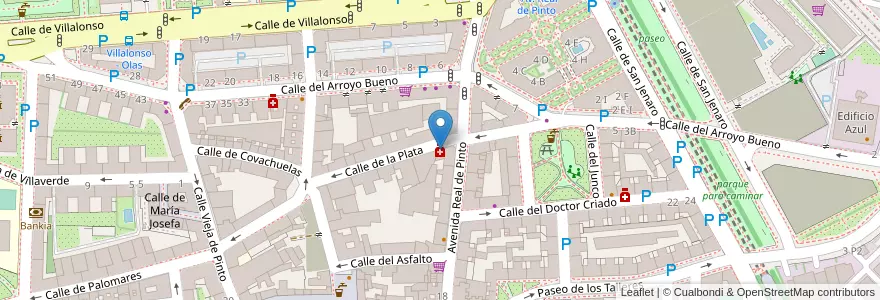 Mapa de ubicacion de Farmacia - Calle Plata 14 en 스페인, Comunidad De Madrid, Comunidad De Madrid, Área Metropolitana De Madrid Y Corredor Del Henares, 마드리드.