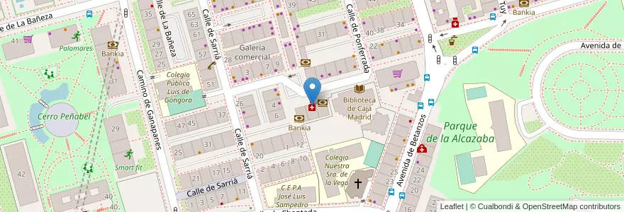 Mapa de ubicacion de Farmacia - Calle Ponferrada 10 en Spanien, Autonome Gemeinschaft Madrid, Autonome Gemeinschaft Madrid, Área Metropolitana De Madrid Y Corredor Del Henares, Madrid.