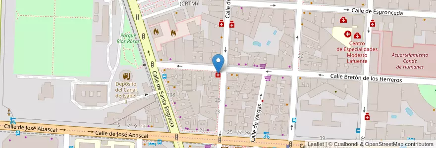 Mapa de ubicacion de Farmacia - Calle Ponzano 31 en スペイン, マドリード州, Comunidad De Madrid, Área Metropolitana De Madrid Y Corredor Del Henares, Madrid.