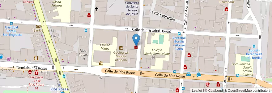 Mapa de ubicacion de Farmacia - Calle Ponzano 69 en إسبانيا, منطقة مدريد, منطقة مدريد, Área Metropolitana De Madrid Y Corredor Del Henares, مدريد.