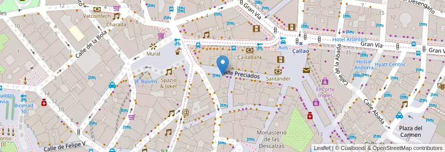 Mapa de ubicacion de Farmacia - Calle Preciados 35 en إسبانيا, منطقة مدريد, منطقة مدريد, Área Metropolitana De Madrid Y Corredor Del Henares, مدريد.