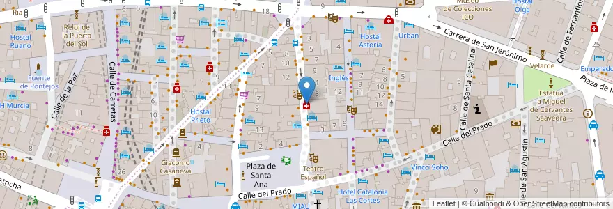 Mapa de ubicacion de Farmacia - Calle Príncipe 15 en Spanien, Autonome Gemeinschaft Madrid, Autonome Gemeinschaft Madrid, Área Metropolitana De Madrid Y Corredor Del Henares, Madrid.
