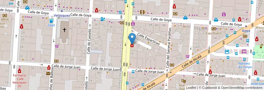 Mapa de ubicacion de Farmacia - Calle Príncipe de Vergara 12 en Spain, Community Of Madrid, Community Of Madrid, Área Metropolitana De Madrid Y Corredor Del Henares, Madrid.