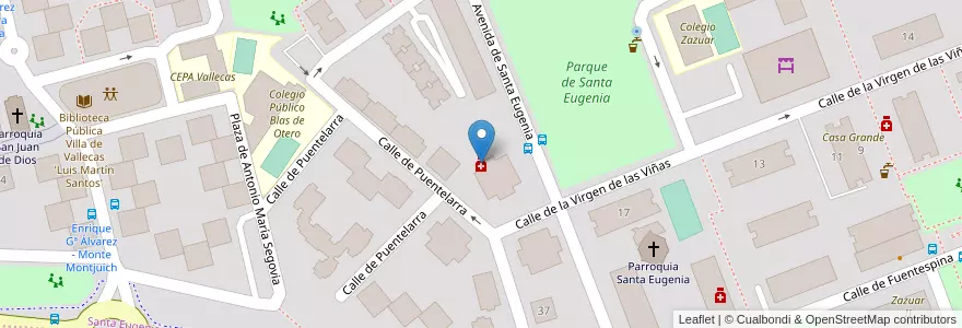 Mapa de ubicacion de Farmacia - Calle Puentelarra 33 en スペイン, マドリード州, Comunidad De Madrid, Área Metropolitana De Madrid Y Corredor Del Henares, Madrid.