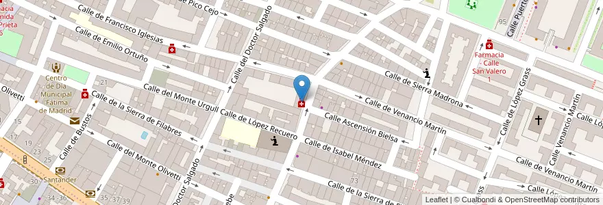 Mapa de ubicacion de Farmacia - Calle Puerto de Canfranc 25 en Espanha, Comunidade De Madrid, Comunidade De Madrid, Área Metropolitana De Madrid Y Corredor Del Henares, Madrid.