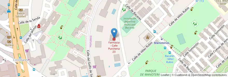 Mapa de ubicacion de Farmacia - Calle Purchena 23 en إسبانيا, منطقة مدريد, منطقة مدريد, Área Metropolitana De Madrid Y Corredor Del Henares, مدريد.