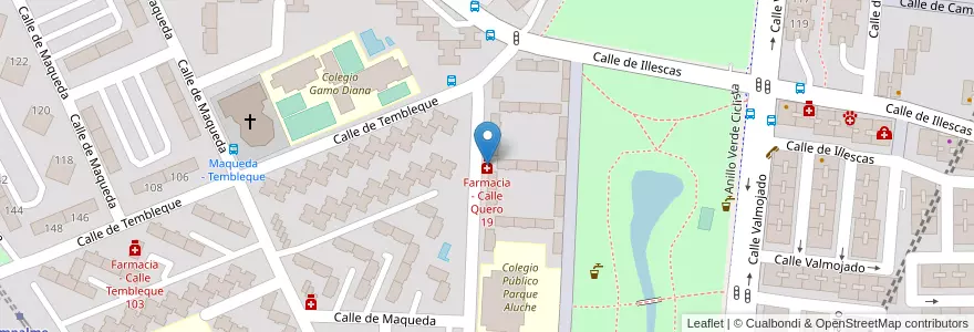 Mapa de ubicacion de Farmacia - Calle Quero 19 en Испания, Мадрид, Мадрид, Área Metropolitana De Madrid Y Corredor Del Henares, Мадрид.