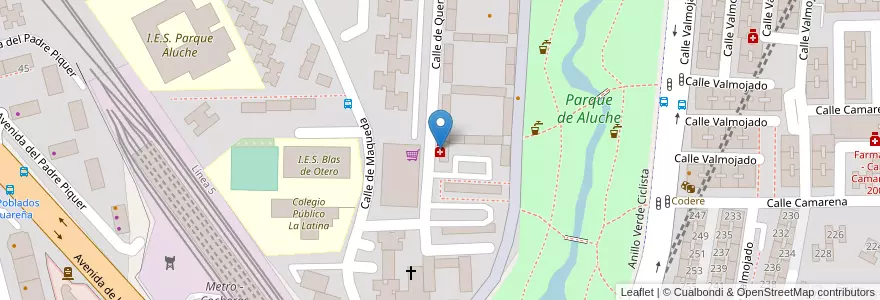 Mapa de ubicacion de Farmacia - Calle Quero 99 en スペイン, マドリード州, Comunidad De Madrid, Área Metropolitana De Madrid Y Corredor Del Henares, Madrid.