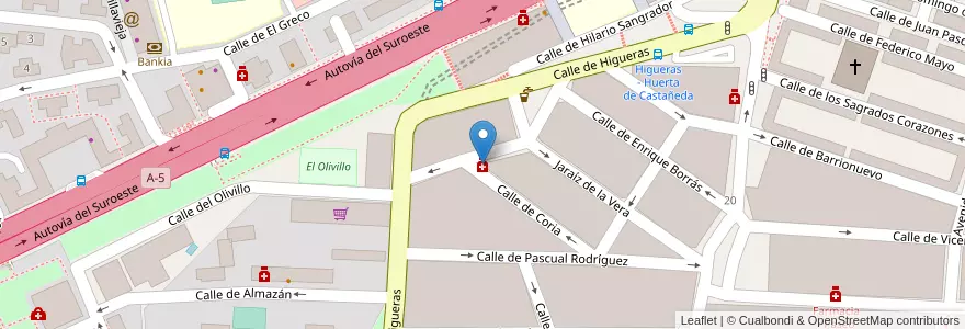 Mapa de ubicacion de Farmacia - Calle Rafael López Pando 3 en Espagne, Communauté De Madrid, Communauté De Madrid, Área Metropolitana De Madrid Y Corredor Del Henares, Madrid.