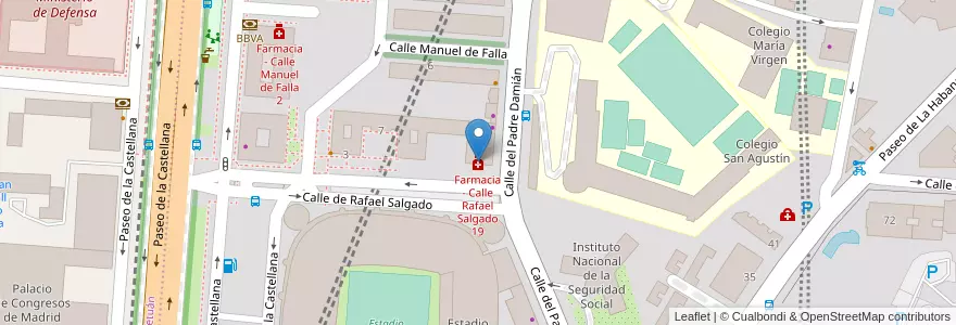 Mapa de ubicacion de Farmacia - Calle Rafael Salgado 19 en اسپانیا, بخش خودمختار مادرید, بخش خودمختار مادرید, Área Metropolitana De Madrid Y Corredor Del Henares, مادرید.