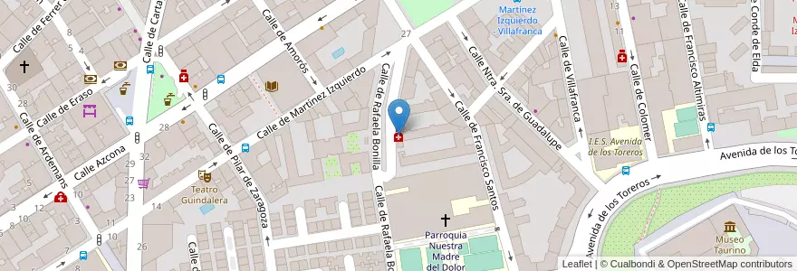 Mapa de ubicacion de Farmacia - Calle Rafaela Bonilla 4 en İspanya, Comunidad De Madrid, Comunidad De Madrid, Área Metropolitana De Madrid Y Corredor Del Henares, Madrid.