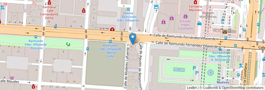 Mapa de ubicacion de Farmacia - Calle Raimundo Fernández Villaverde 52 en إسبانيا, منطقة مدريد, منطقة مدريد, Área Metropolitana De Madrid Y Corredor Del Henares, مدريد.