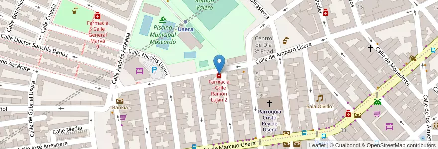 Mapa de ubicacion de Farmacia - Calle Ramón Luján 2 en Spain, Community Of Madrid, Community Of Madrid, Área Metropolitana De Madrid Y Corredor Del Henares, Madrid.