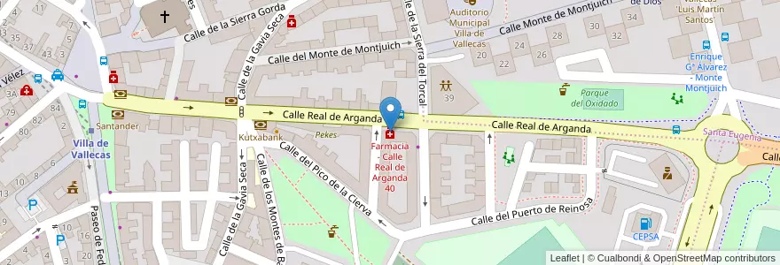 Mapa de ubicacion de Farmacia - Calle Real de Arganda 40 en Spagna, Comunidad De Madrid, Comunidad De Madrid, Área Metropolitana De Madrid Y Corredor Del Henares, Madrid.