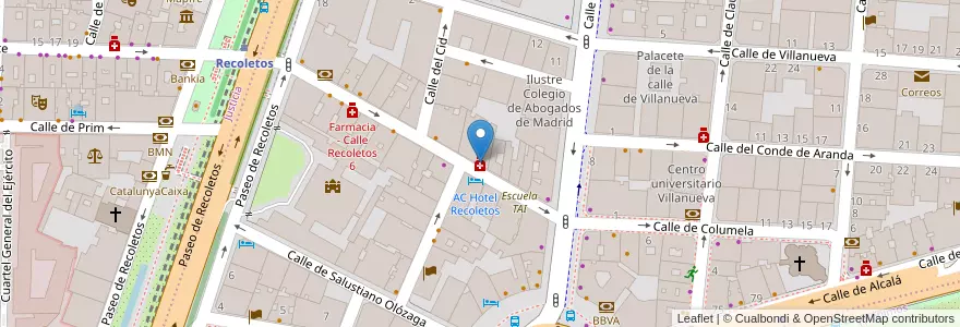 Mapa de ubicacion de Farmacia - Calle Recoletos 17 en إسبانيا, منطقة مدريد, منطقة مدريد, Área Metropolitana De Madrid Y Corredor Del Henares, مدريد.