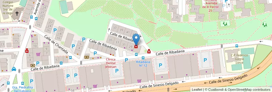 Mapa de ubicacion de Farmacia - Calle Ribadavia 27 en Sepanyol, Comunidad De Madrid, Comunidad De Madrid, Área Metropolitana De Madrid Y Corredor Del Henares, Madrid.