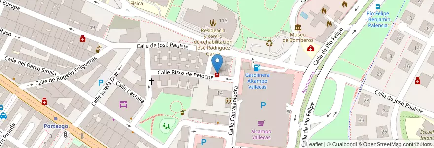 Mapa de ubicacion de Farmacia - Calle Risco de Peloche 13 en إسبانيا, منطقة مدريد, منطقة مدريد, Área Metropolitana De Madrid Y Corredor Del Henares, مدريد.