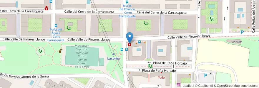 Mapa de ubicacion de Farmacia - Calle Riscos de Polanco 12 en Espanha, Comunidade De Madrid, Comunidade De Madrid, Área Metropolitana De Madrid Y Corredor Del Henares, Madrid.