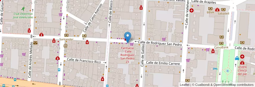 Mapa de ubicacion de Farmacia - Calle Rodríguez San Pedro 23 en Spanje, Comunidad De Madrid, Comunidad De Madrid, Área Metropolitana De Madrid Y Corredor Del Henares, Madrid.